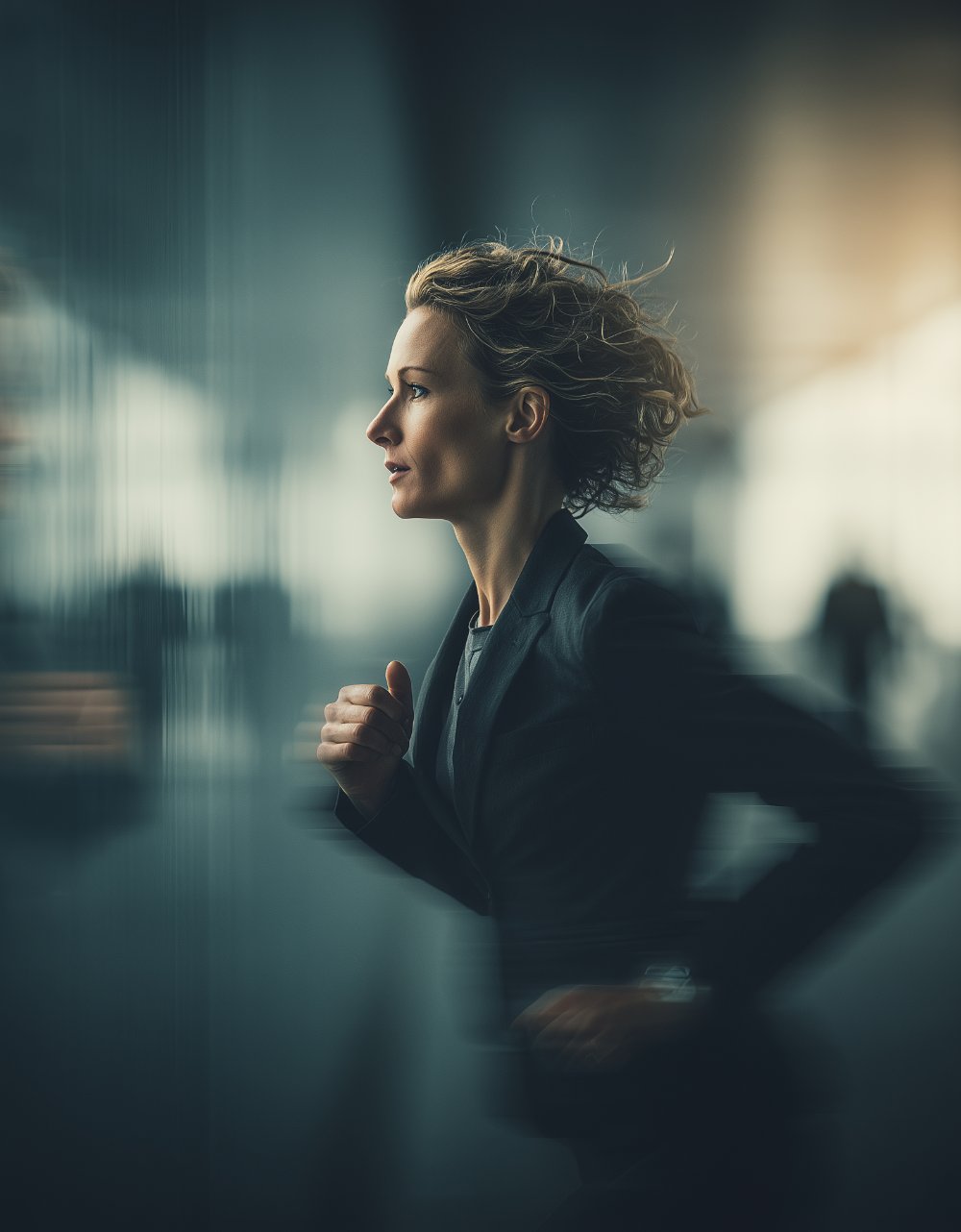 An attorney between hearings in the city